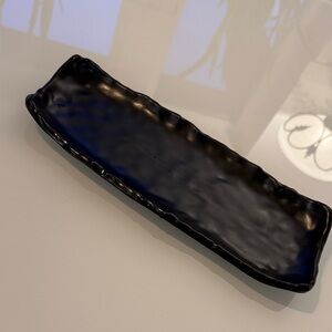 Set of 4 black Yangzi Melamine Ceramic Plate or Serving Tray